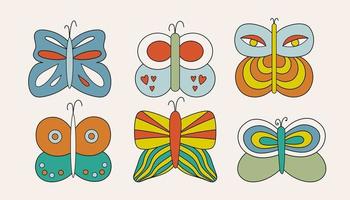 contemporaneo farfalla 1970, grande design per qualunque scopi. anni settanta stile, Groovy sfondo. hippie Stampa illustrazione. vettore disegno