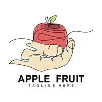 Mela logo disegno, frutta vettore con linea arte stile, frutta e giardino icona illustrazione modello frutta negozio marca prodotti