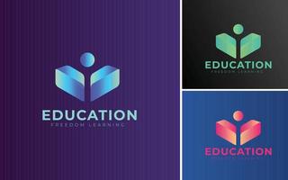 formazione scolastica logo design con pendenza colore. moderno stile apprendimento logo. concetto per libri umano. vettore