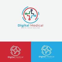 digitale medico logo. Tech medico logo modello design vettore. icona. simbolo. emblema. vettore