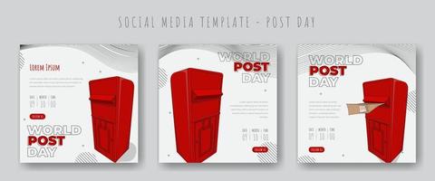 impostato di sociale media inviare con rosso inviare scatola e bianca sfondo per mondo inviare giorno modello design vettore