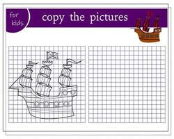 copia il immagine, educativo Giochi per bambini, pirata nave. vettore isolato su un' bianca sfondo.