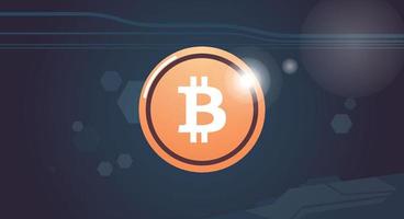 concetto di criptovaluta bitcoin e illustrazione vettoriale piatta del badge della moneta.