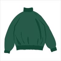 carino verde a maglia maglione, inverno caldo Abiti. elegante Maglione, un articolo di vestiario. disegnato a mano vettore illustrazione isolato su un' bianca sfondo.