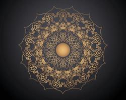 boemo mandala Stampa, anti stress colorazione prenotare, tatuaggio design orientale o indiano, islamico misterioso mano disegnato ornamento per meditazione o yoga vettore illustrazione. oro colore