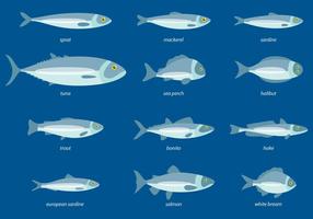 Set di icone di pesce vettore