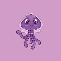 carino poco adorabile Medusa cartone animato vettore