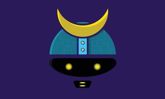 samurai robot logo con piatto disegno, adatto per sociale media video blog canale loghi, app, eccetera vettore