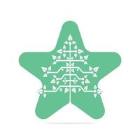 stella digitale Natale albero logo. tecnico triangolo albero vettore modello design.