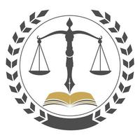 formazione scolastica legge equilibrio e procuratore monogramma logo design. legge azienda e ufficio vettore logo design.
