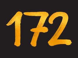 172 numero logo vettore illustrazione, 172 anni anniversario celebrazione vettore modello, 172° compleanno, oro lettering numeri spazzola disegno mano disegnato schizzo, numero logo design per Stampa, t camicia