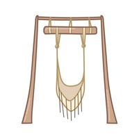 boho giardino swing sedia su di legno supporta. cartone animato stile. vettore arte mano disegnato su bianca sfondo.