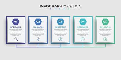 concetto creativo per infografica con 5 passaggi, opzioni, parti o processi. visualizzazione dei dati aziendali vettore