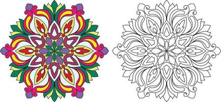 doodle mandala design libro da colorare pagina illustrazione vettore