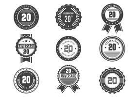 Anniversario Retro Badges Design gratuito vettore