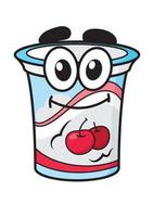 ciliegia Yogurt, latte o crema cartone animato personaggio vettore