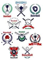 baseball araldico emblemi o badge con attrezzature vettore