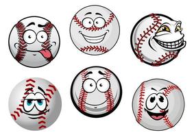 sorridente baseball palle cartone animato personaggi vettore