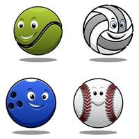 impostato di quattro cartone animato gli sport palle vettore