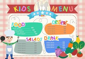 Modelli di menu per bambini vettore