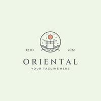 giapponese orientale torii cancello linea arte icona minimalista logo design vettore