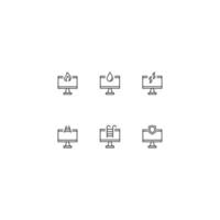 linea icona collezione di vettore segni e monocromatico simboli disegnato con nero magro linea. adatto per negozio, siti, app. fuoco, far cadere, fumi, ferrovia, scala a pioli, scudo dentro di computer