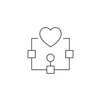 romanza e amore concetto. schema cartello disegnato nel piatto stile. linea icona di cuore al di sopra di algoritmo vettore