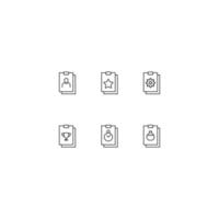 linea icona collezione di vettore segni e monocromatico simboli disegnato con nero magro linea. adatto per negozio, siti, app. icone di utente, stella, Ingranaggio, vincere tazza, Timer, laboratorio lampadina su appunti