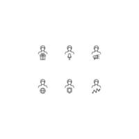 linea icona collezione di vettore segni e monocromatico simboli disegnato con nero magro linea. adatto per negozio, siti, app. pacco regalo, microfono, forte altoparlante, globo, progresso linea di uomo