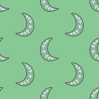 astratto Luna senza soluzione di continuità vettore modello isolato su verde sfondo. design per uso fondale involucro carta tutti al di sopra di tessile tessuto Stampa e altri
