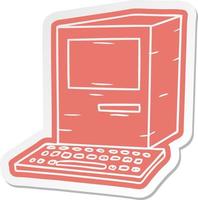 adesivo cartone animato di un computer e una tastiera vettore