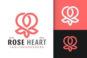 fiore rosa cuore logo disegno, marca identità loghi vettore, moderno logo, logo disegni vettore illustrazione modello