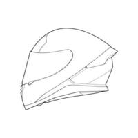 modello casco pieno viso, linea arte casco vettore illustrazione, linea arte vettore, casco vettore