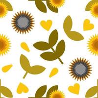 girasole senza soluzione di continuità vettore modello con giallo petali e cuori