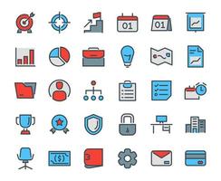 attività commerciale icona impostato bersaglio obbiettivo programma calandra grafico idea struttura sicurezza computer i soldi banca carta con schema stile pieno colore moderno piatto design. vettore