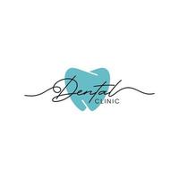 linea arte dentale cura clinica logo design vettore