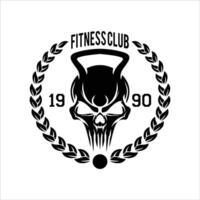 cranio testa fitness club logo design modello vettore