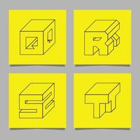 alfabeto logo creato con geometrico forme disegnato su carta vettore