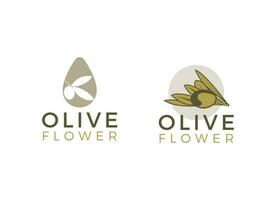 natura erbaceo oliva olio pianta, oliva foglia fiore logo design vettore