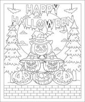 Halloween colorazione pagina per adulto gratuito vettore gratuito vettore