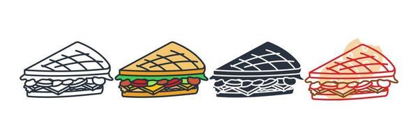 Sandwich icona logo vettore illustrazione. Sandwich per prima colazione e pranzo simbolo modello per grafico e ragnatela design collezione