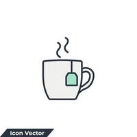 tè tazza icona logo vettore illustrazione. tazza con tè Borsa simbolo modello per grafico e ragnatela design collezione