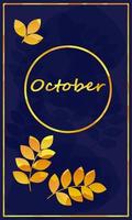 autunno striscione. ottobre. blu e oro colori. cartone animato vettore illustrazione.