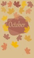 ottobre mese vettore con autunno foglie. striscione. adatto per cartoline, calendari, promozionale prodotti. cartone animato vettore illustrazione.