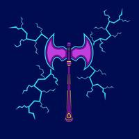 ascia neon cyberpunk logo finzione colorato design con buio sfondo. astratto maglietta vettore illustrazione.