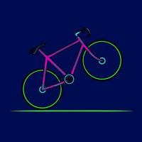 bicicletta neon cyberpunk logo finzione colorato design con buio sfondo. astratto maglietta vettore illustrazione.