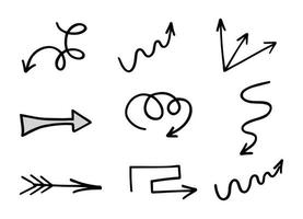 set vettoriale di frecce disegnate a mano, elementi per la presentazione