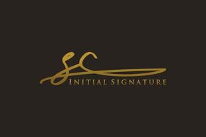 iniziale sc lettera firma logo modello elegante design logo. mano disegnato calligrafia lettering vettore illustrazione.