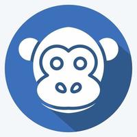 icona scimmia. relazionato per animale testa simbolo. lungo ombra stile. semplice design modificabile. semplice illustrazione. carino. formazione scolastica vettore