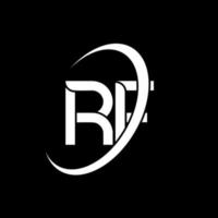 rf logo. r f design. bianca rf lettera. rf lettera logo design. iniziale lettera rf connesso cerchio maiuscolo monogramma logo. vettore